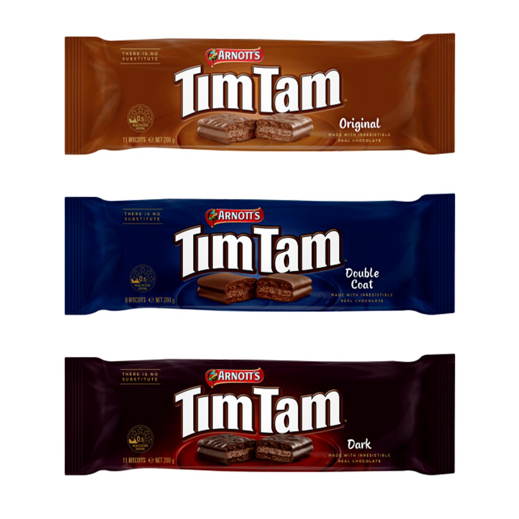 Arnott S TIM TAM Chocolate Biscuit 200g Original Dark Double Coat