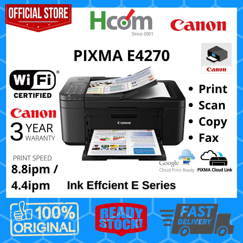 Canon PIXMA E4270 All In One Wireless Ink Efficient Printer Print Scan