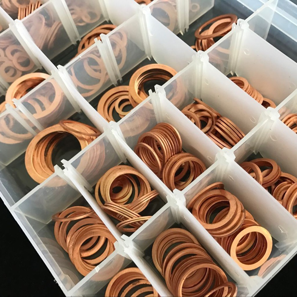 568pcs Solid Copper Crush Washers Assorted Seal Flat Ring Hardware Kit