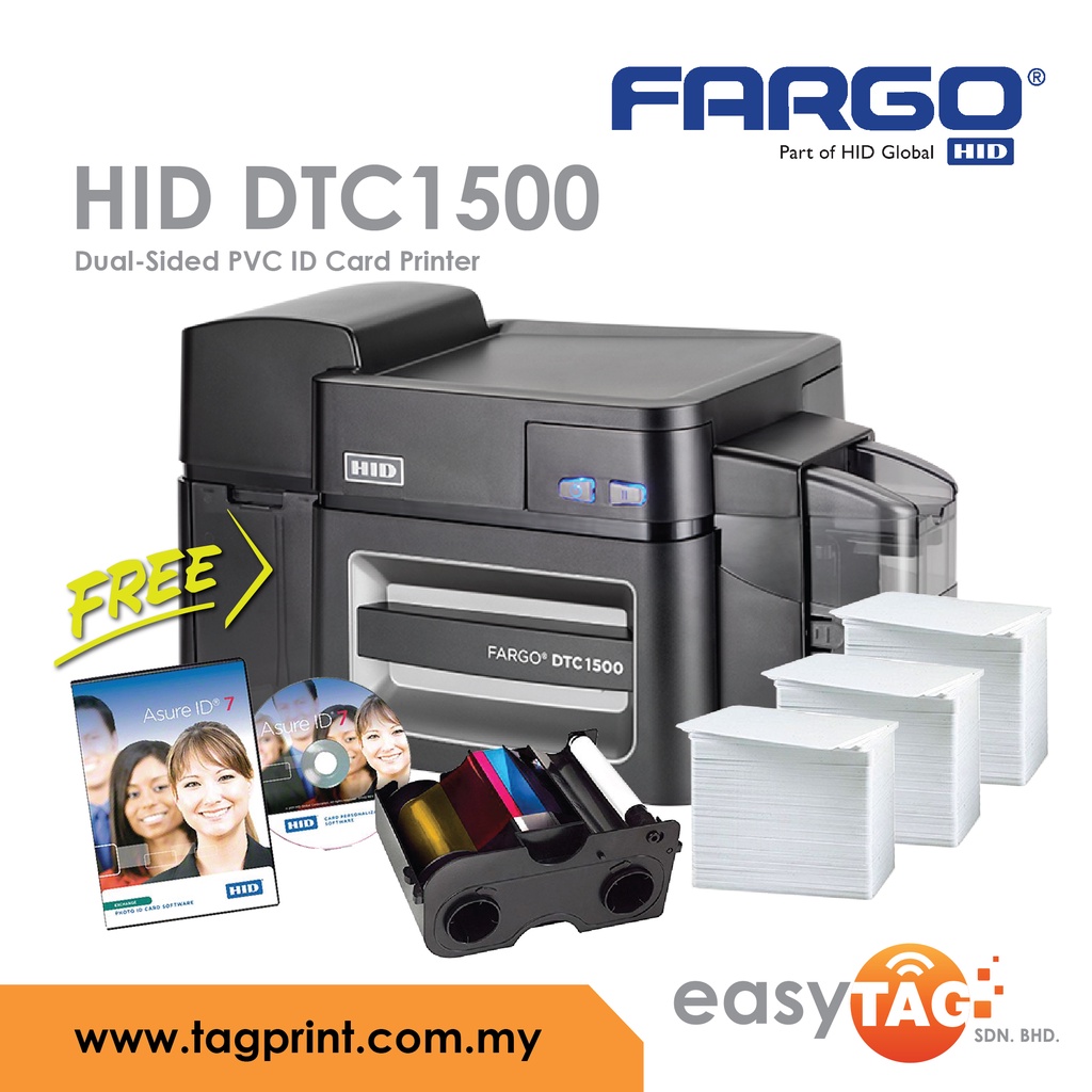 HID Fargo DTC1500 Dual Sided PVC ID Card Printer Shopee Malaysia