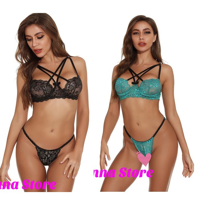 READY STOCK Anna Lingerie Underwire Criss Cross Sexy Bra Set 2