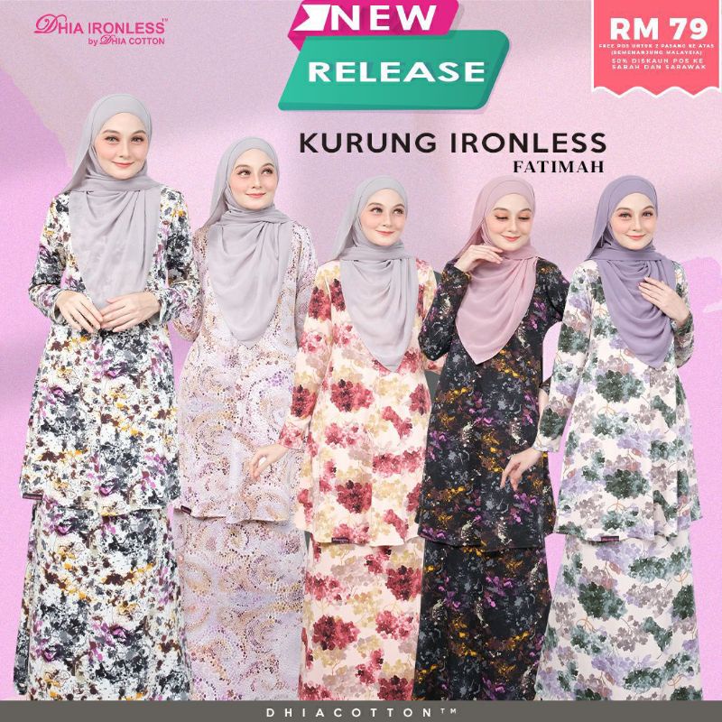 New Release Dhia Collection Baju Kurung Ironlesss Shopee Malaysia