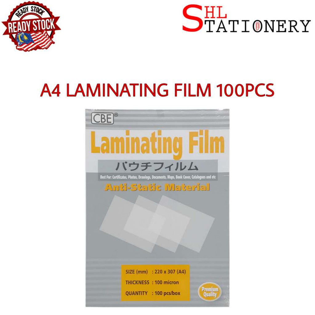 CBE A4 Laminating Film 220mm X 307mm 100pcs 100 Micron Laminate