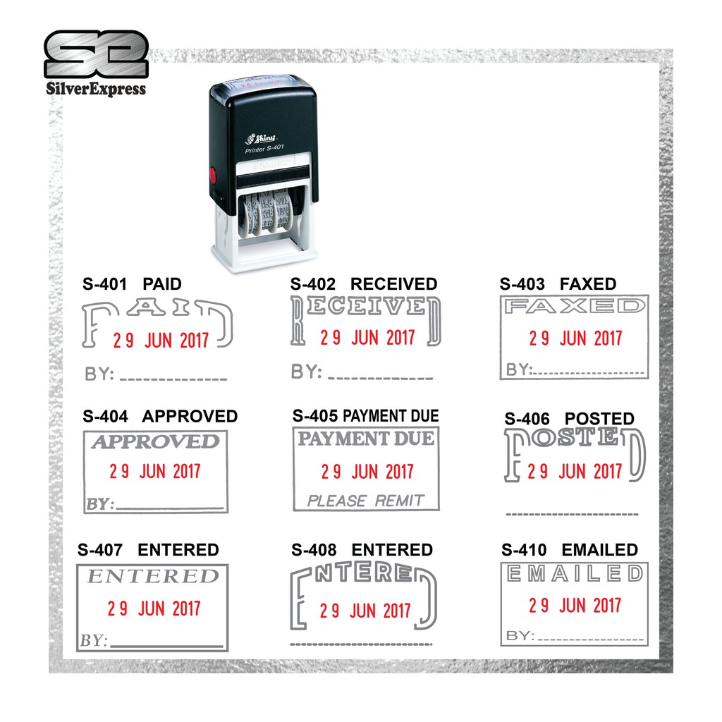 Shiny Dater Stamp Paid Received Faxed Approved Payment Due