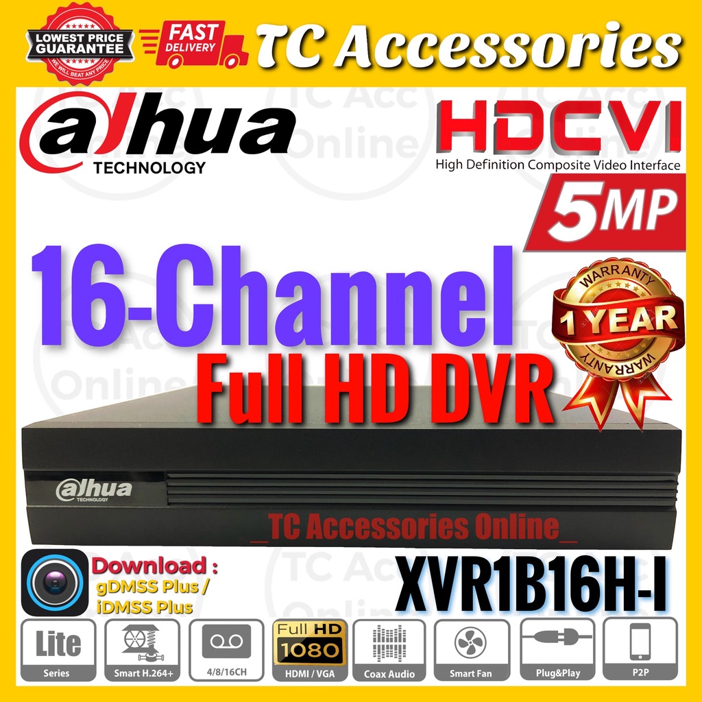 Dahua DH XVR1B16H I 16 Channel 16CH Ultra HD 5M N 1080P VGA HDMI DVR