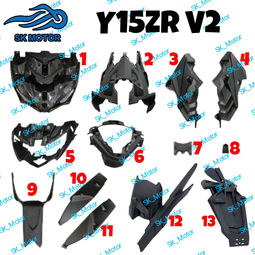 Yamaha Y15ZR Y15 YSUKU V2 Original Inner Cover Full Set Kaver Hitam