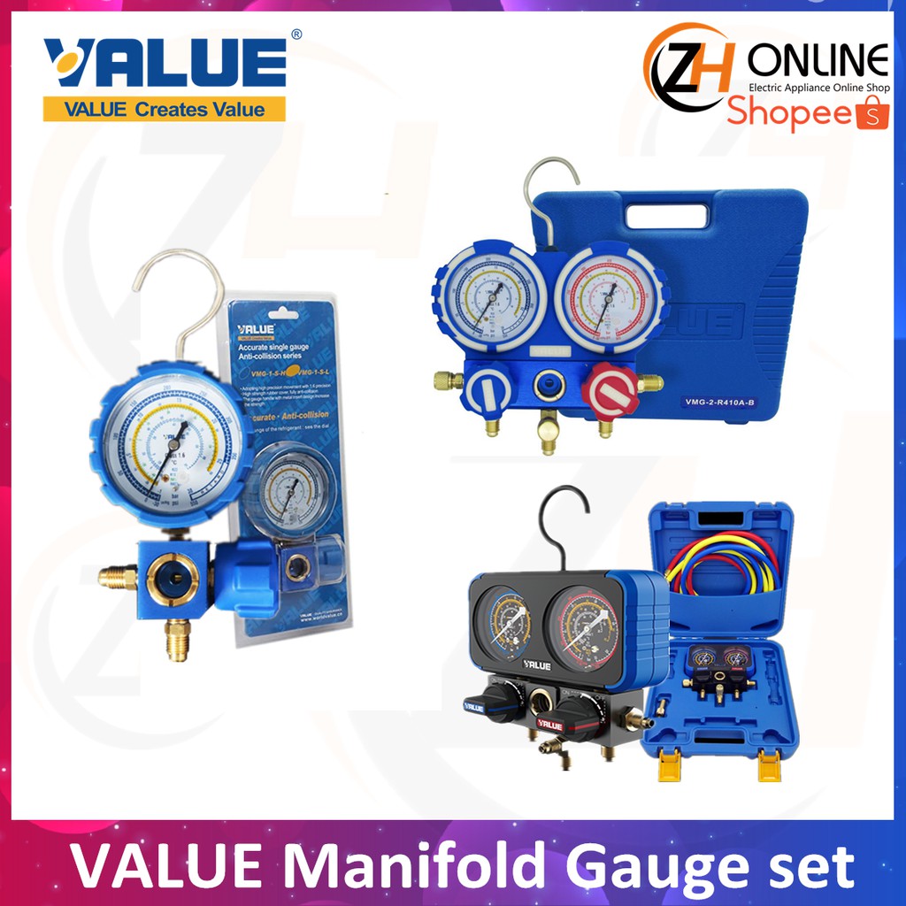 VALUE Manifold Gauge Set Double Single VRM2 B 0701 VMG 2 R410A B