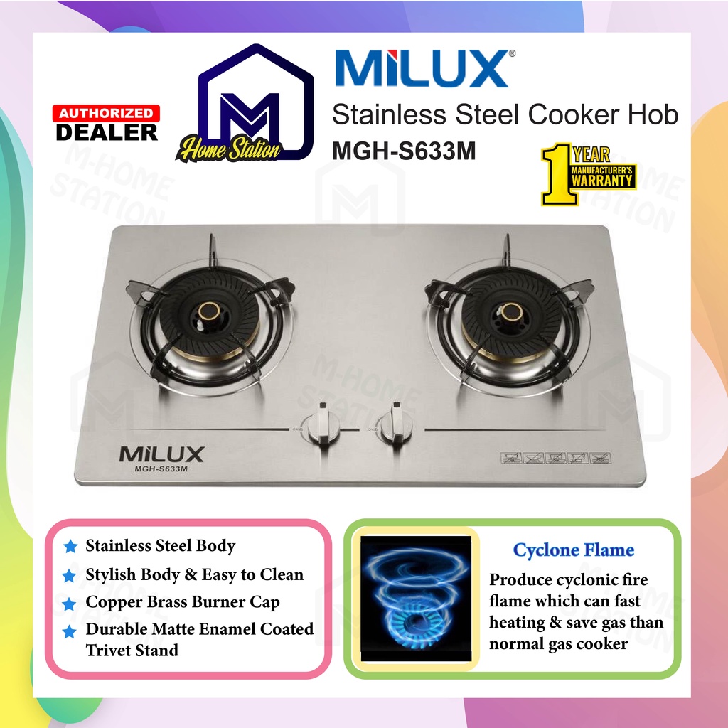 Milux Burner Stainless Steel Gas Cooker Hob Dapur Gas Built In