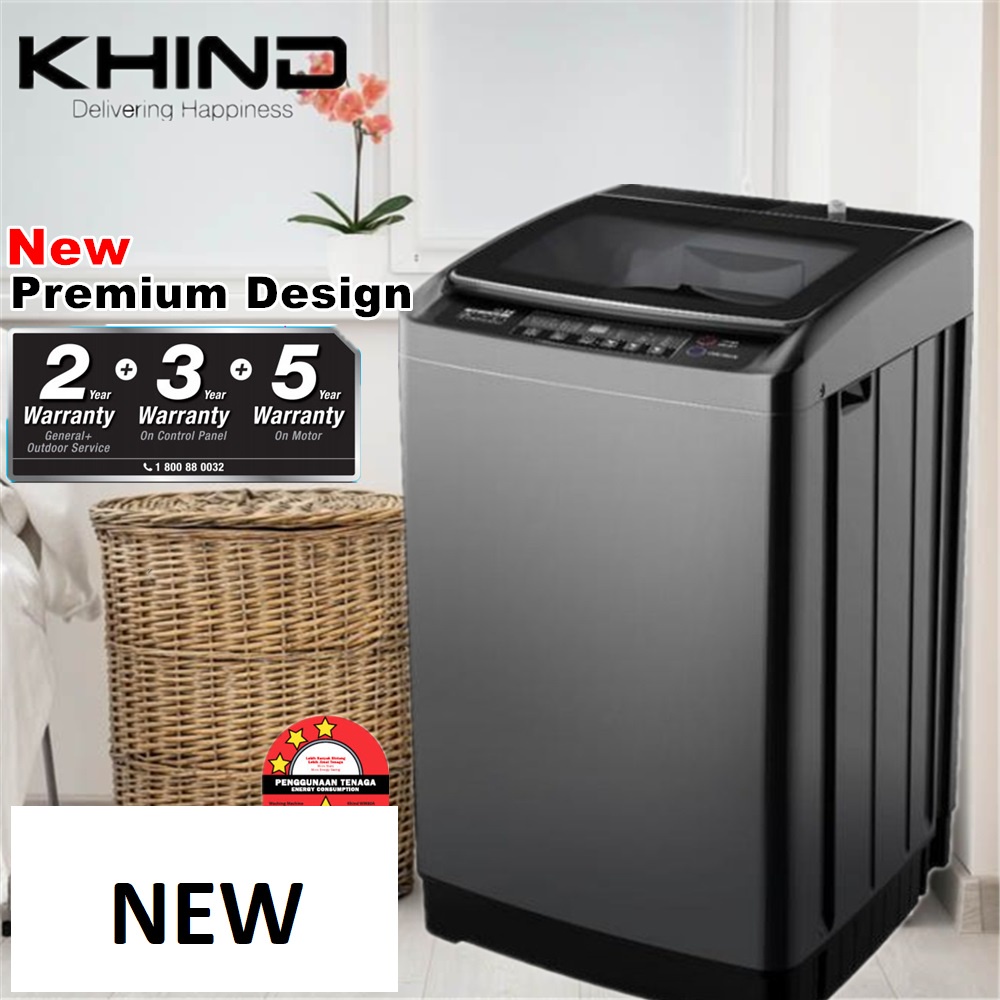 Khind 10KG Fully Auto Washing Machine WM100A MESIN BASUH LIGHT GREY