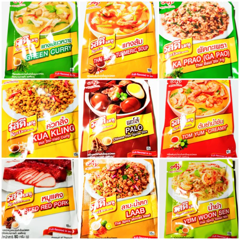 Ajinomoto Thailand Rosdee Menu Palo Laab Tom Yum Kung Ka Prao Kua Kling