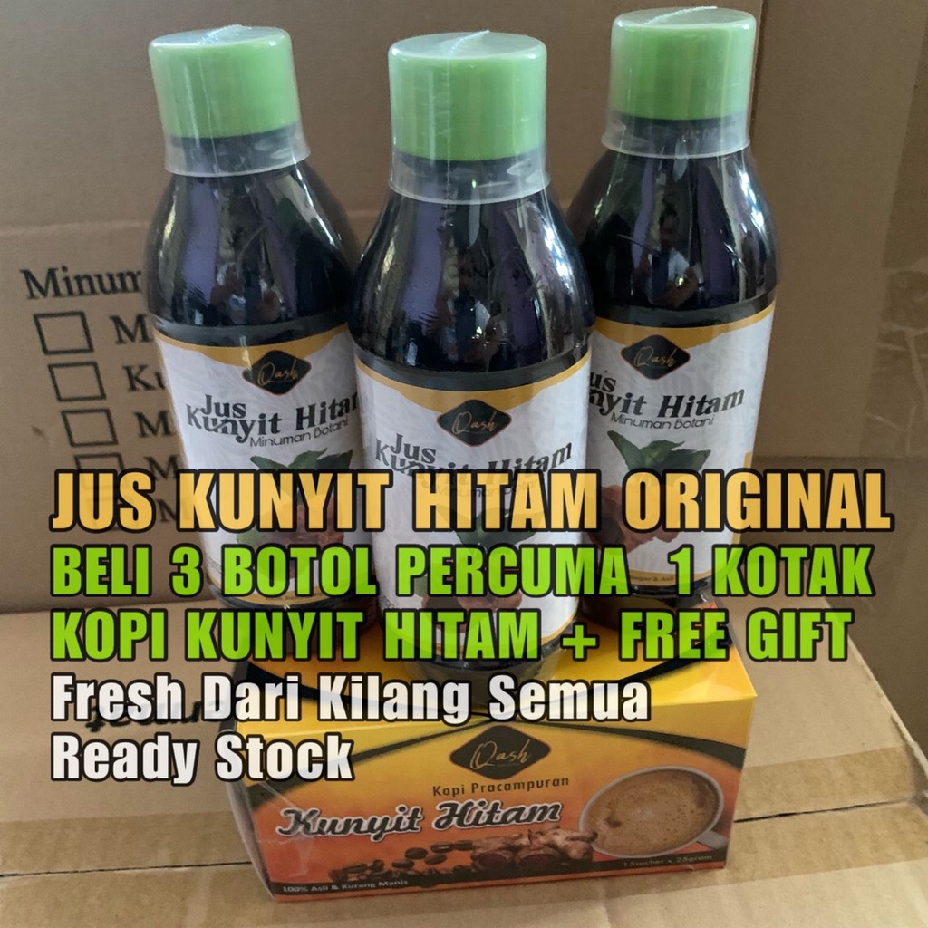 Beli Botol Jus Kunyit Hitam Qash Free Kotak Kopi Kunyit Hitam Tanpa