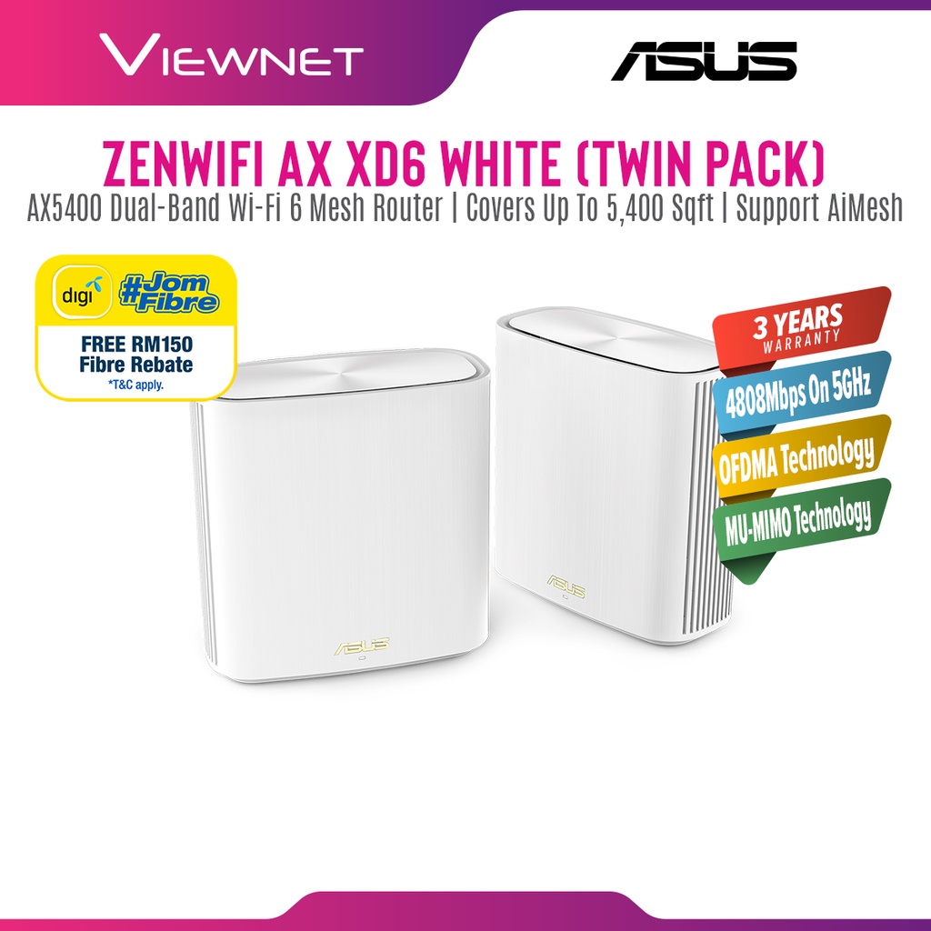 ASUS ZenWiFi XD6 AX5400 Whole Home Dual Band Mesh WiFi 6 System