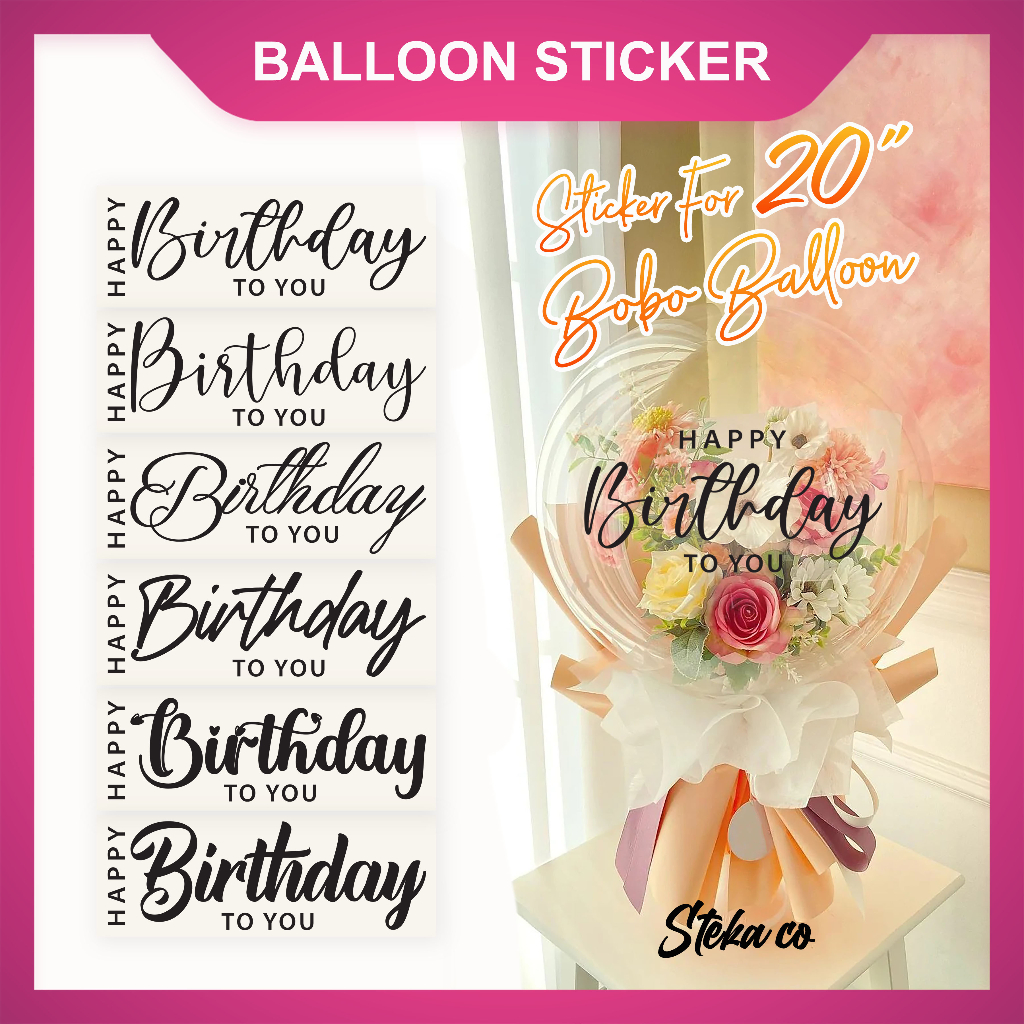 Happy Birthday Sticker For 18 Inch 20 Inch Bobo Balloon Bubble