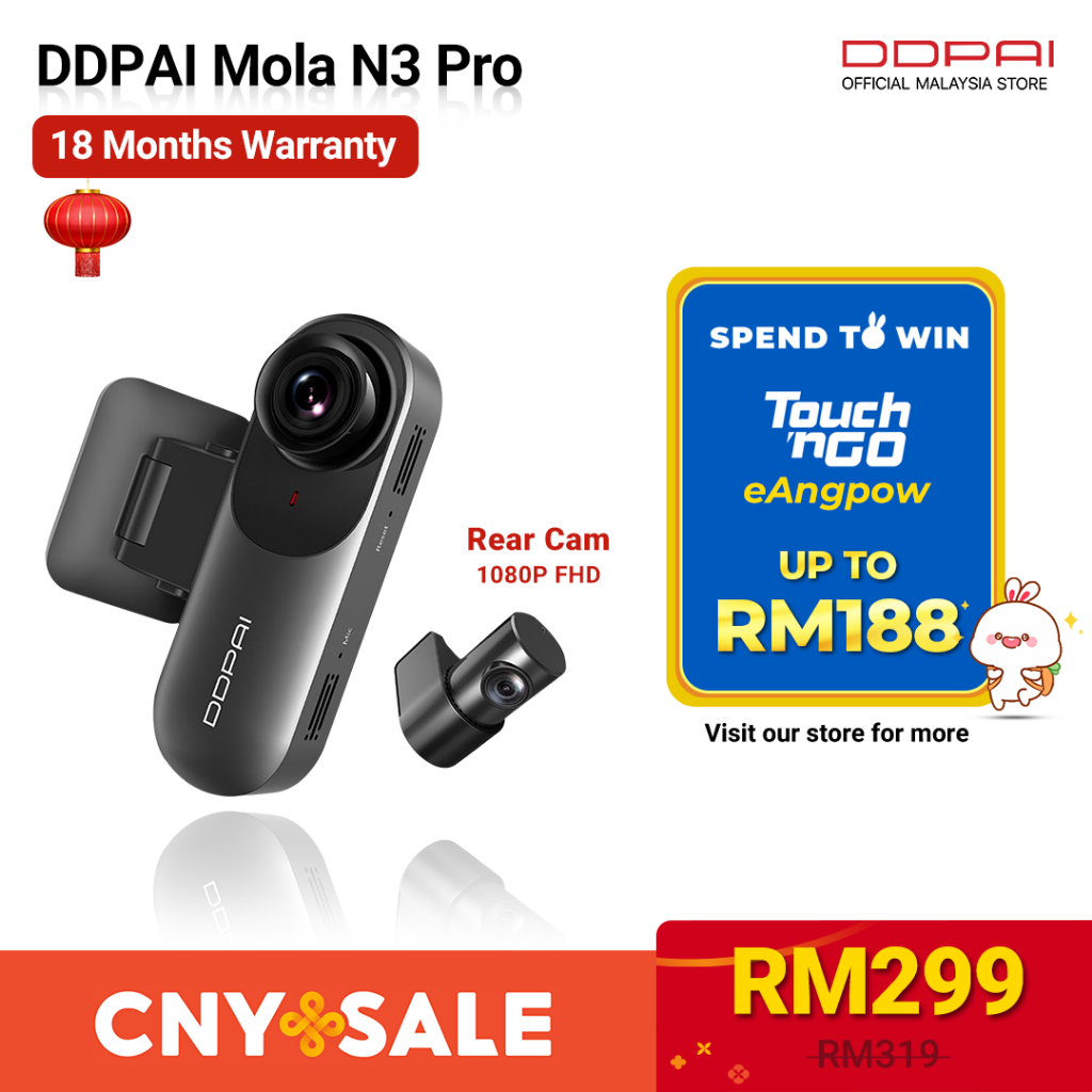 DDPAI Mola N3 Pro Front And Rear 1600P HD GPS Vehicle Drive Auto Video