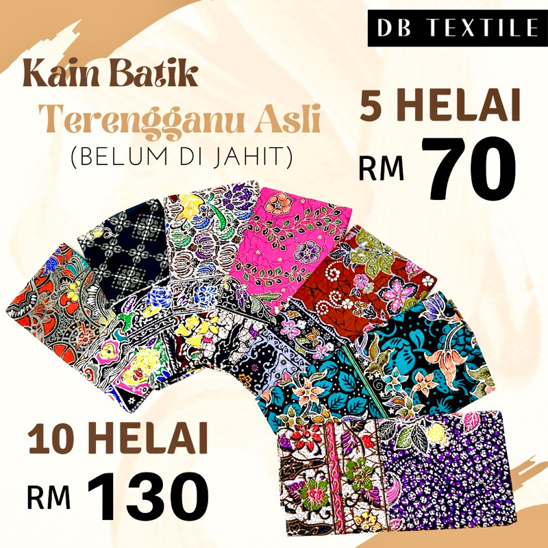 Kain Batik Terengganu Asli Cotton Terap Lapis Tidak Licin Dan