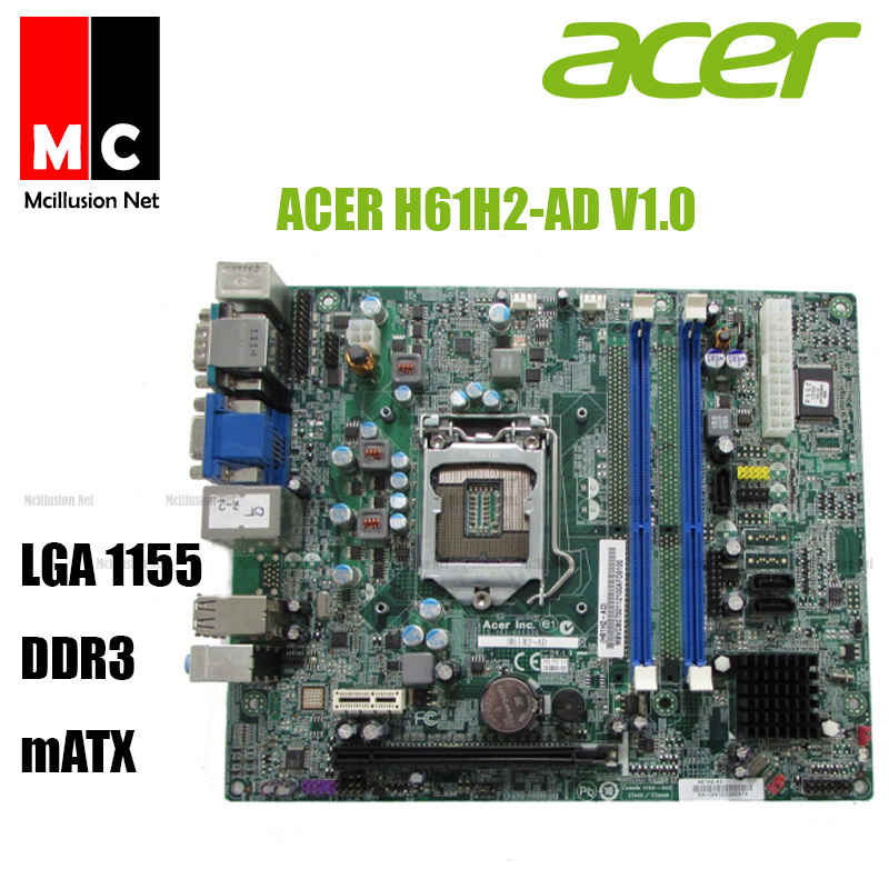 ACER H61H2 AD V1 0 Intel Socket LGA1155 Motherboard DDR3 MATX With I O