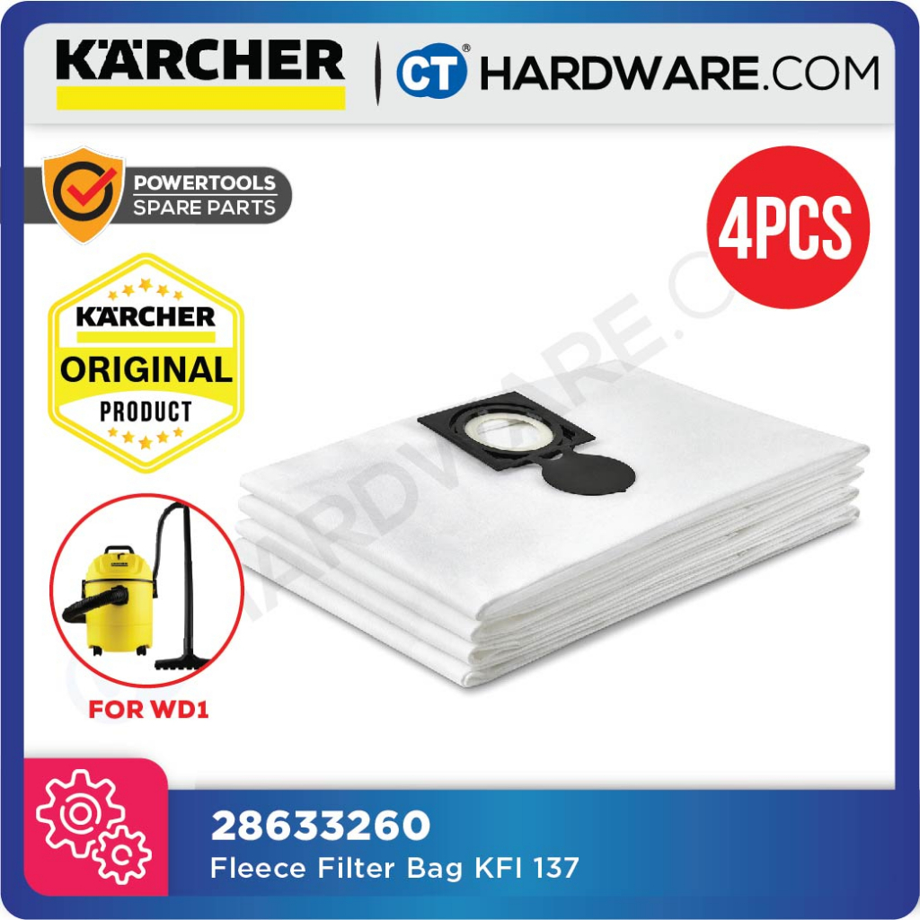 KARCHER 28633260 FLEECE FILTER BAGS KFI 137 WD1 WD1 CLASSIC WD1s