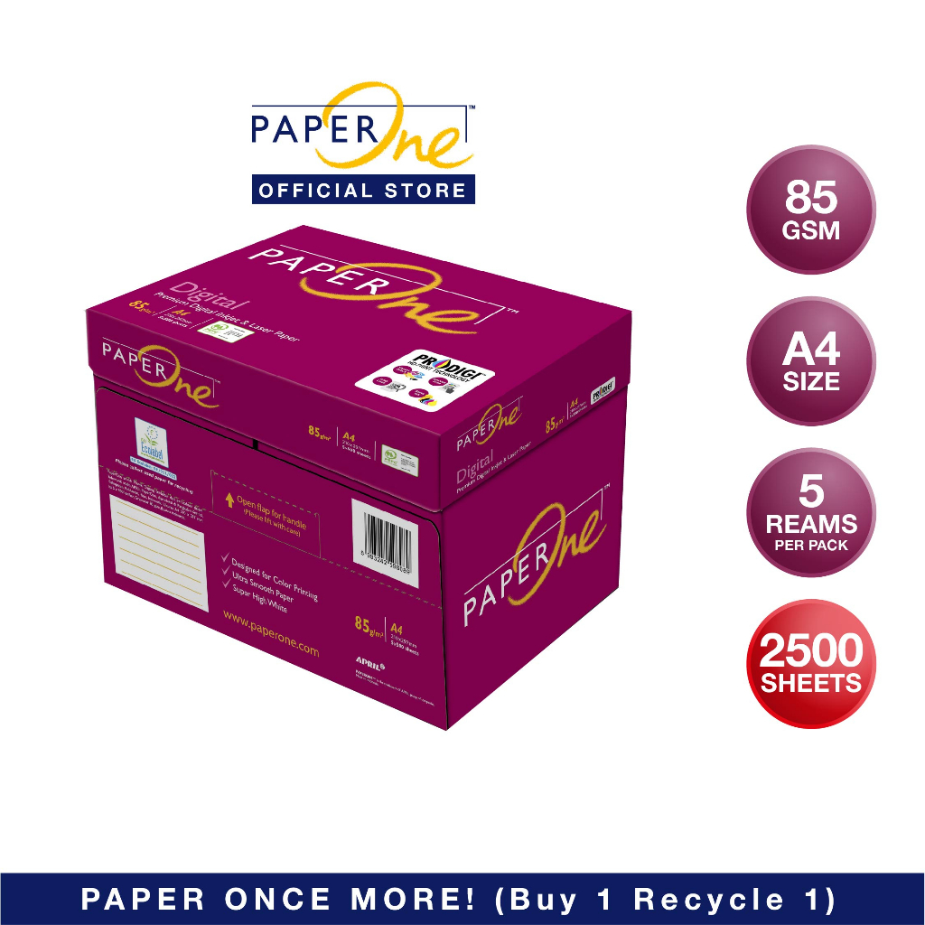 PaperOne A4 Digital Paper 85gsm 2500 Sheets 5 Reams Shopee Malaysia