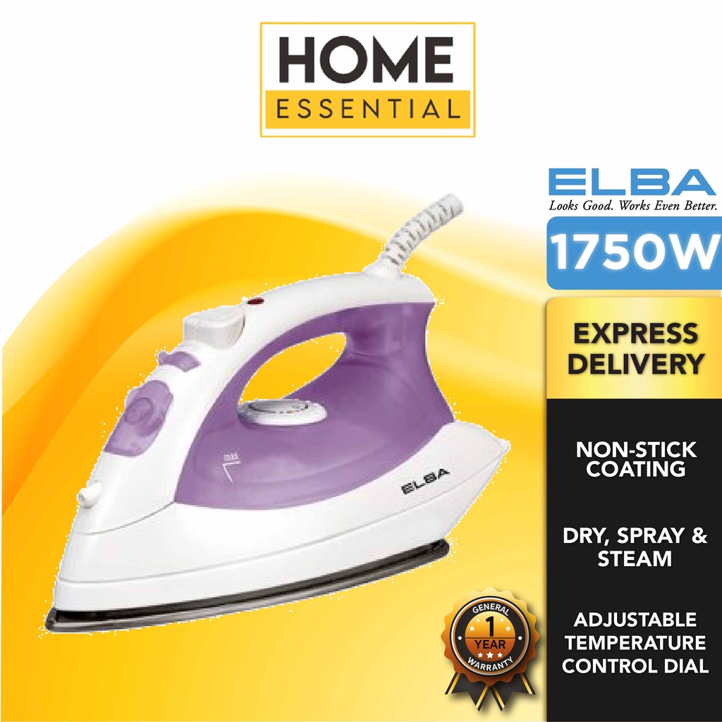 Elba W Steam Iron Esi V Dry Steam Spray Function Shopee