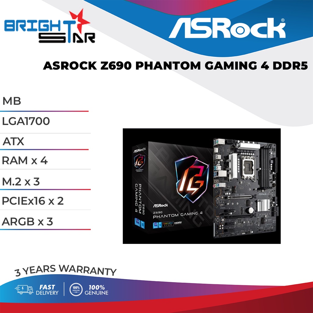 Asrock Motherboard Z Phantom Gaming Ddr Lga Atx Ram X