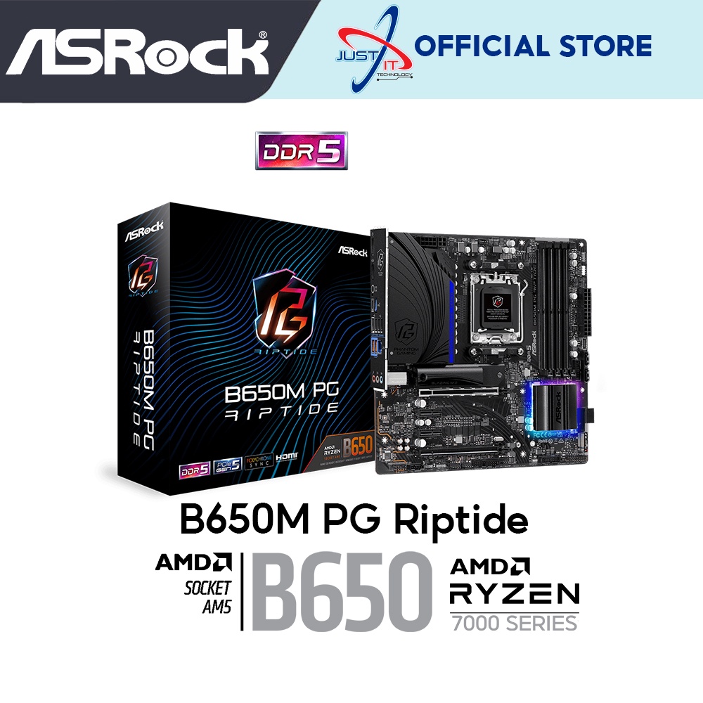 ASROCK B650M PG RIPTIDE DDR5 AM5 Gaming Mainboard Combo Deal AMD Ryzen