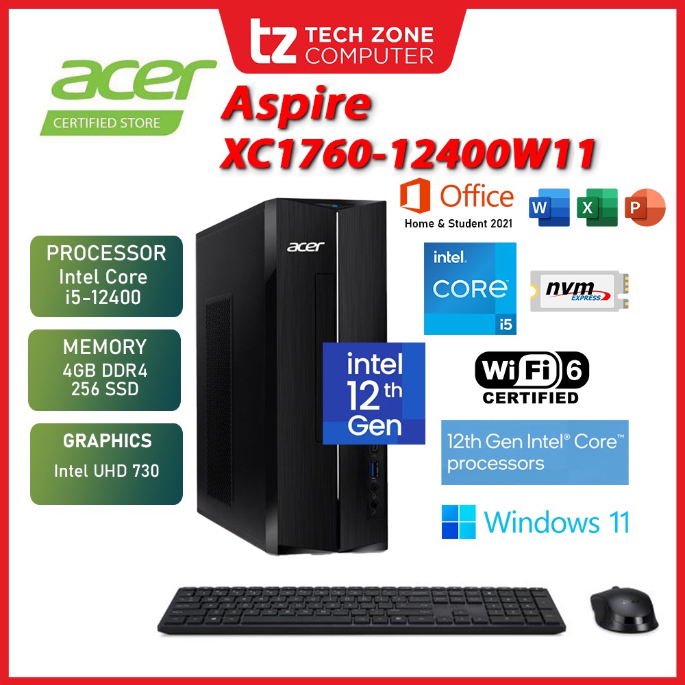 ACER ASPIRE XC1760 12400W11 I5 12400 4G 256GB W11 HS 3Y Desktop