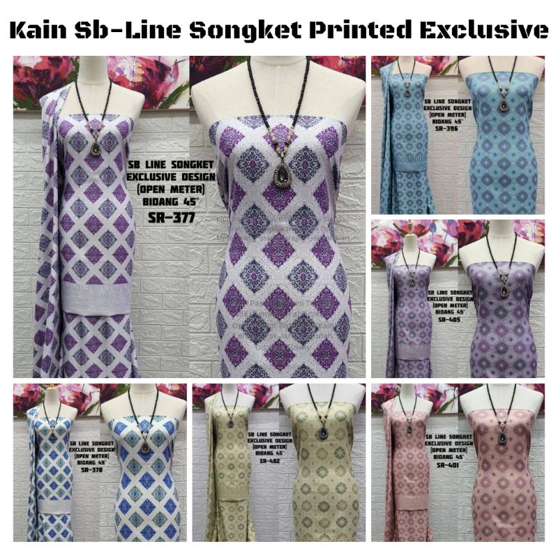 Kain Pasang Corak Songket SB Line Songket Printed Exclusive Bidang 45