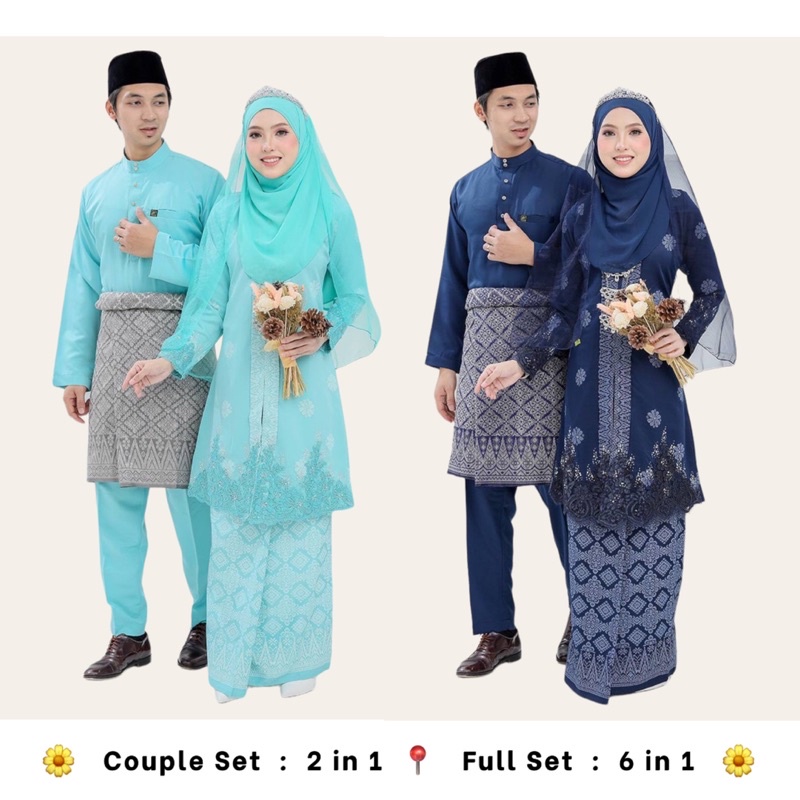 Baju Nikah Full Set Kebarung Lace Moden Baju Melayu Cekak Musang