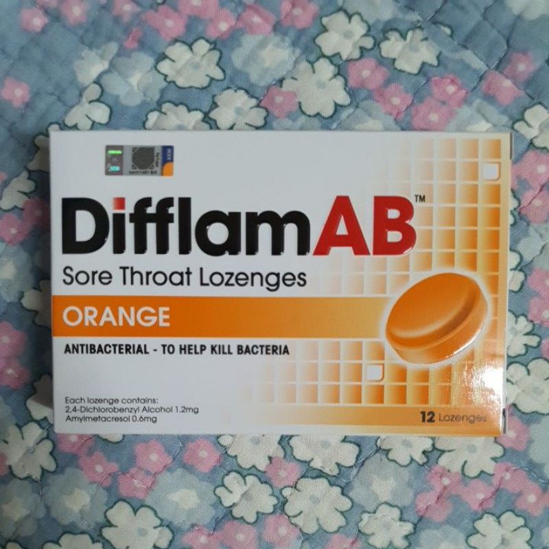 Difflam AB Sore Throat Lozenges 12s Orange Flavour Expiry Date 05