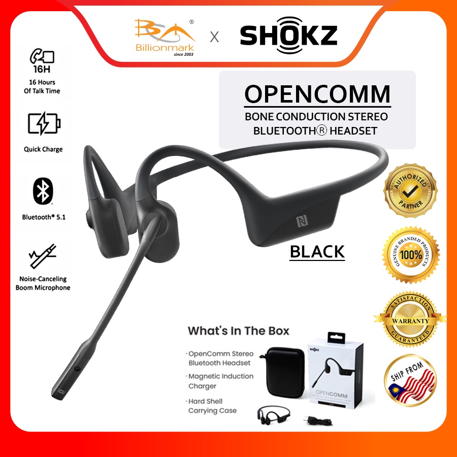 Shokz Aftershokz C Bk Opencomm Bone Conduction Stereo Bluetooth