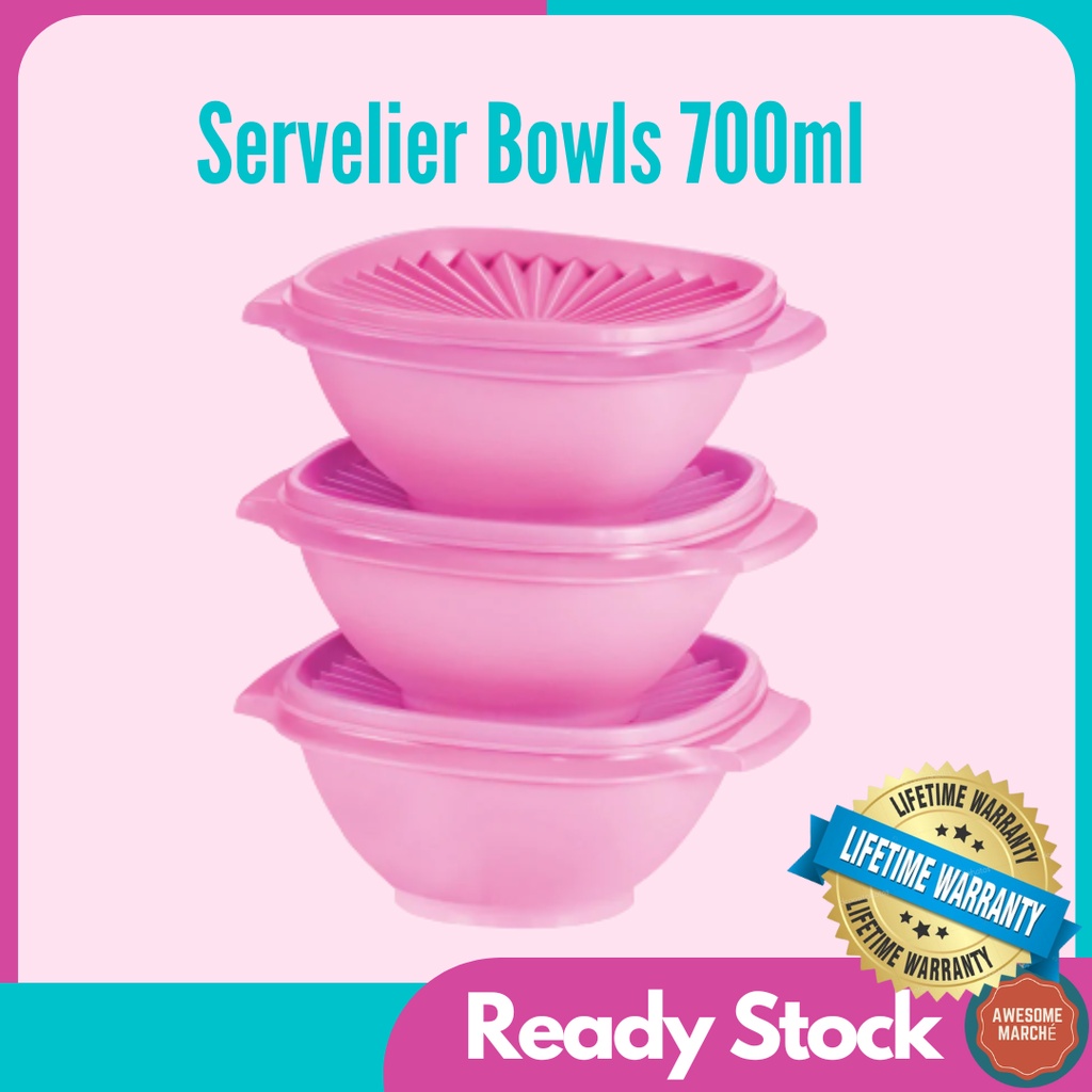 Tupperware Servelier Bowl 700ml Pink Food Storage Airthight Liquid