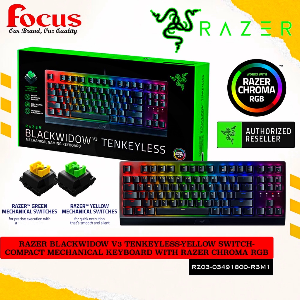 Razer Blackwidow V Tenkeyless Yellow Switch Compact Mechanical