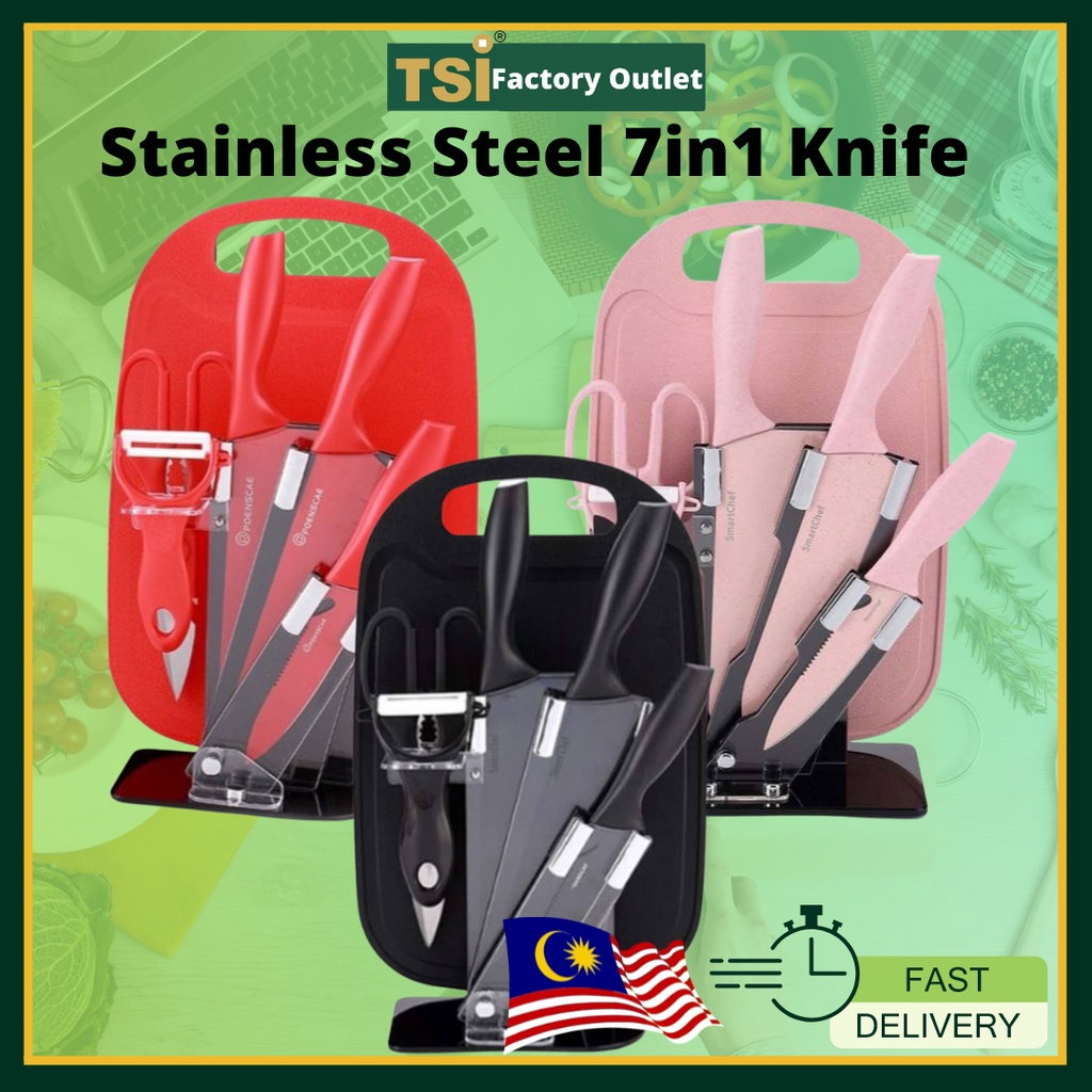 TSI Kitchen Knife Set 7 In 1 Kitchen Knives Utensils Pisau Viral Set