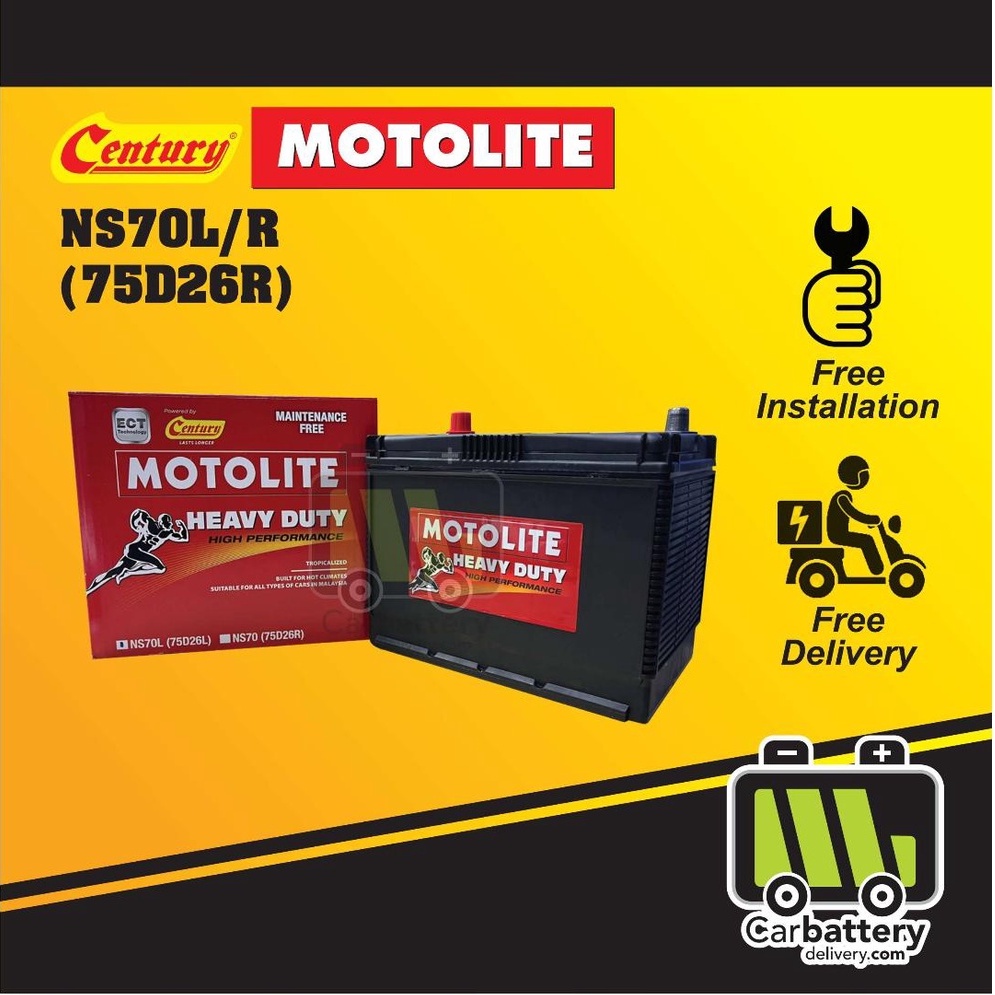 Century Motolite Heavy Duty NS70 NS70l NS70R 75D26L 75D26R Kereta