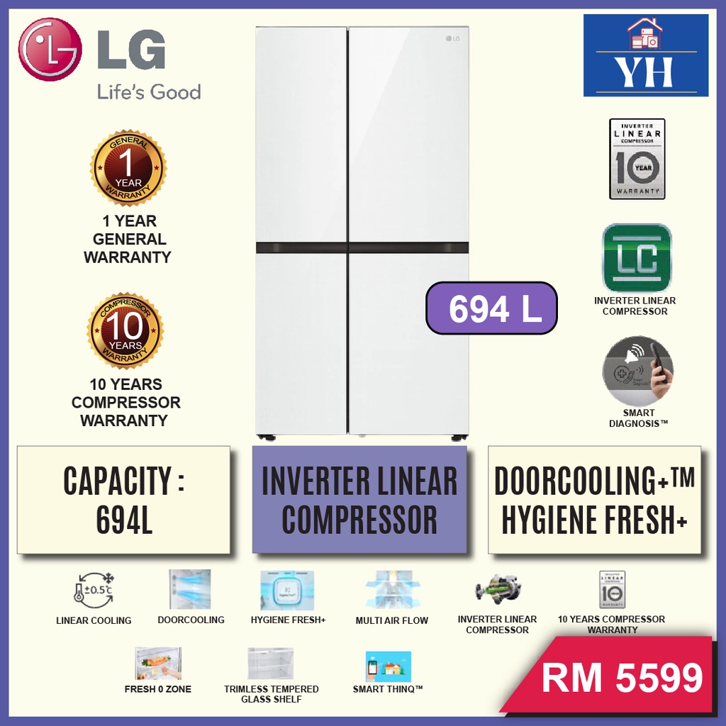 LG GC M257CGFL 694L Inverter Linear Compressor Side By Side With Door