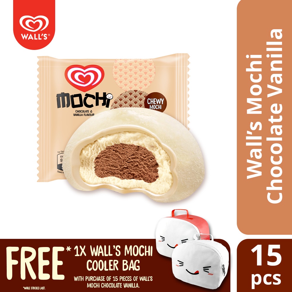 Wall S Mochi Chocolate Vanilla 15 Pieces FREE Walls Mochi Cooler