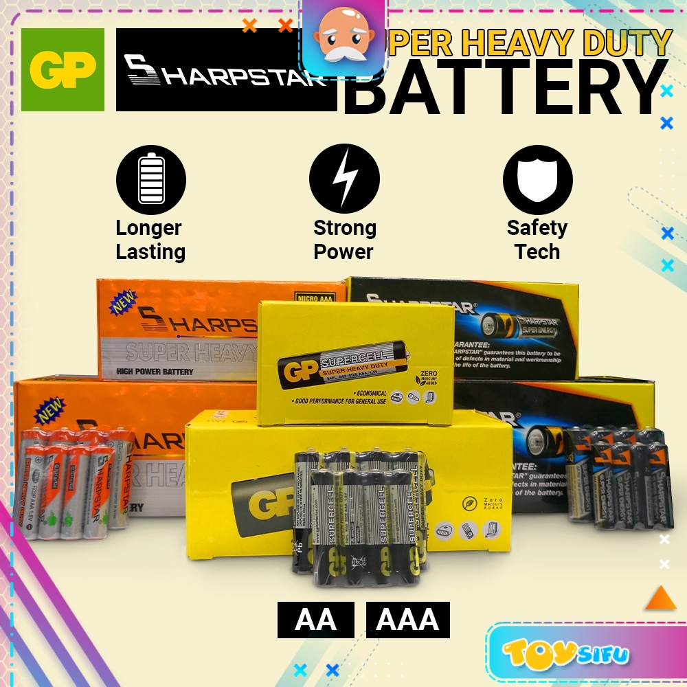 Gp Sharpstar Super Heavy Duty Supercell Battery V Aa Aaa Bateri