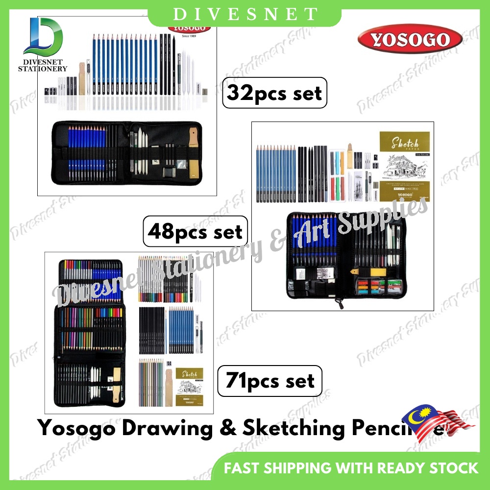 Yosogo Drawing Sketching Pencil Set Color Pencil Sketch Book