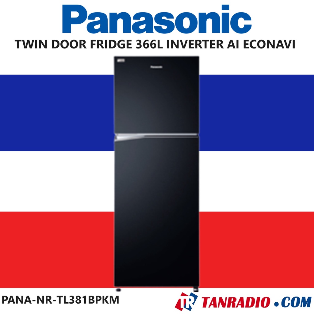 Panasonic Twin Door Fridge 366L INVERTER AI ECONAVI BLACK NR TL381BPKM