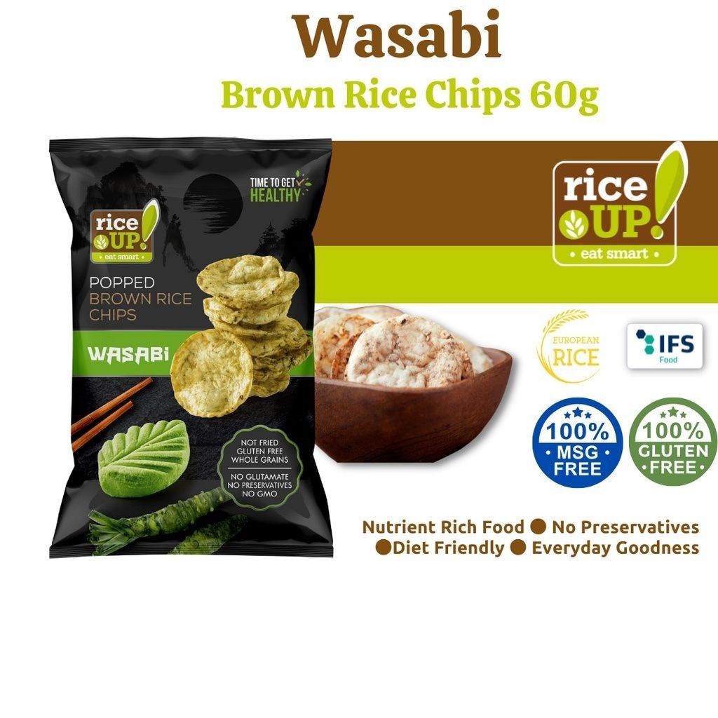 Riceup Wasabi Whole Grain Brown Rice Crunchy Chips Snacks Gluten Free