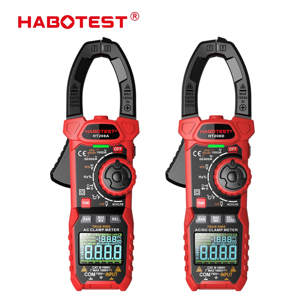 HABOTEST HT208D HT208A AC DC 1000A 1000V Digital Clamp Meter True RMS