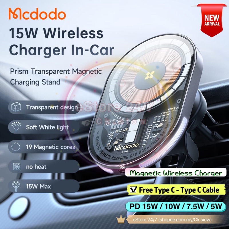 Mcdodo Prism Ch W Pd Fast Charging Magnetic Wireless Charger Car