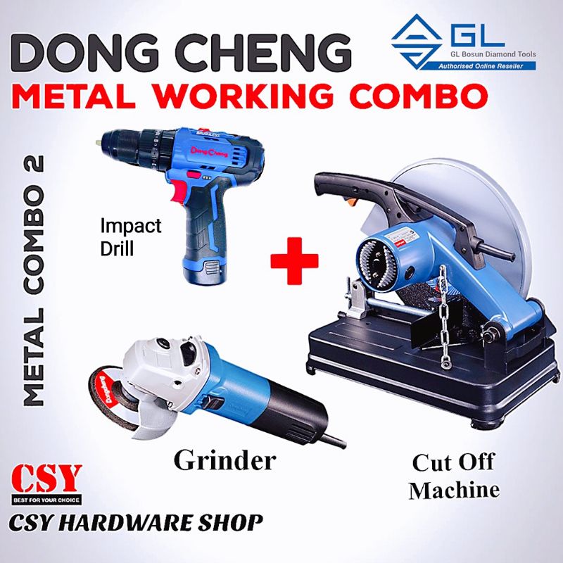 Dong Cheng Metal Combo Set Angle Grinder Cordless Impact Drill