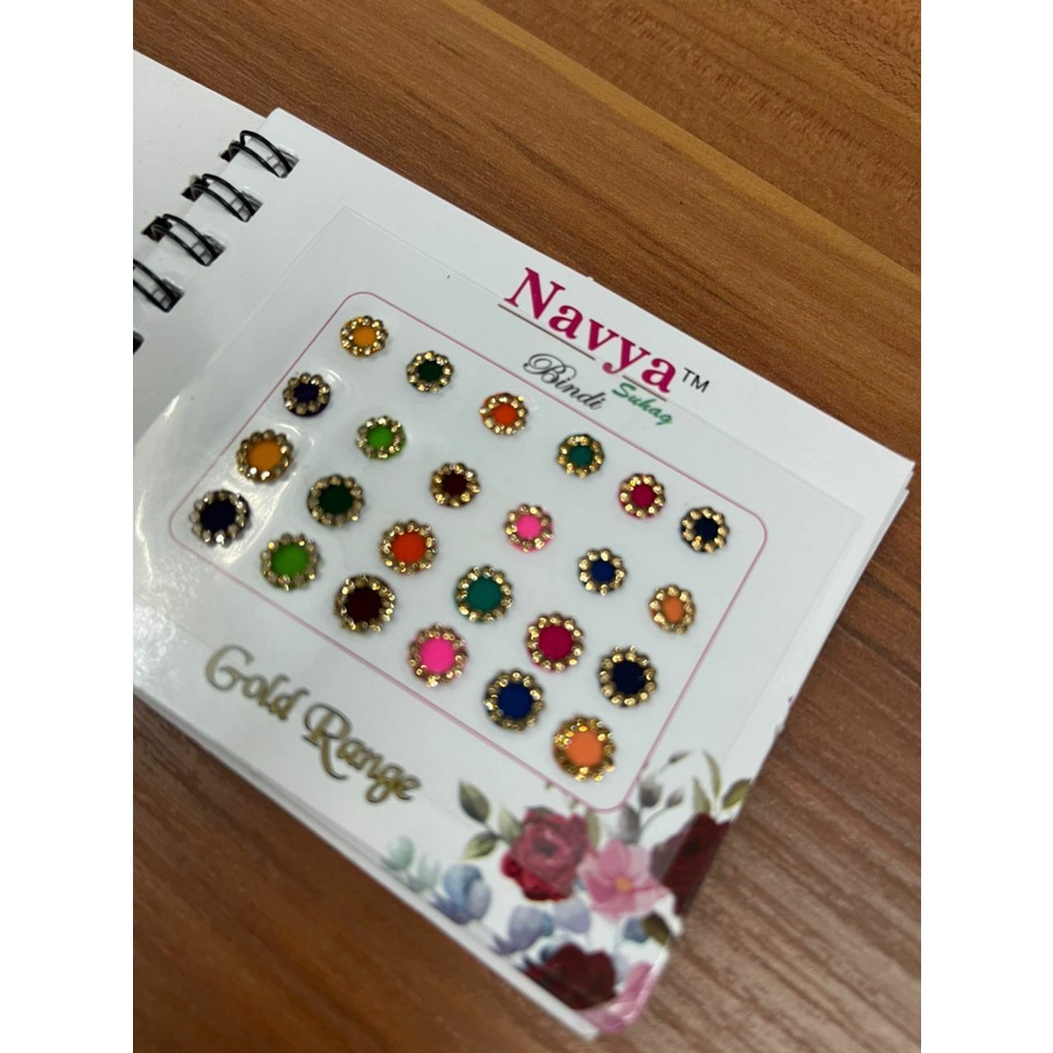 Bindi Pottu Sticker Pottu Booklet Navya Multi Color Gold Stone Work