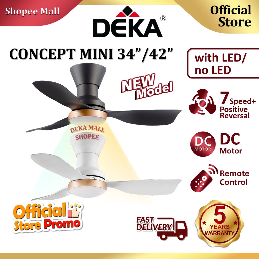 DEKA CONCEPT MINI LED Series 34 42 3 Blades DC Motor 7 Speed Control