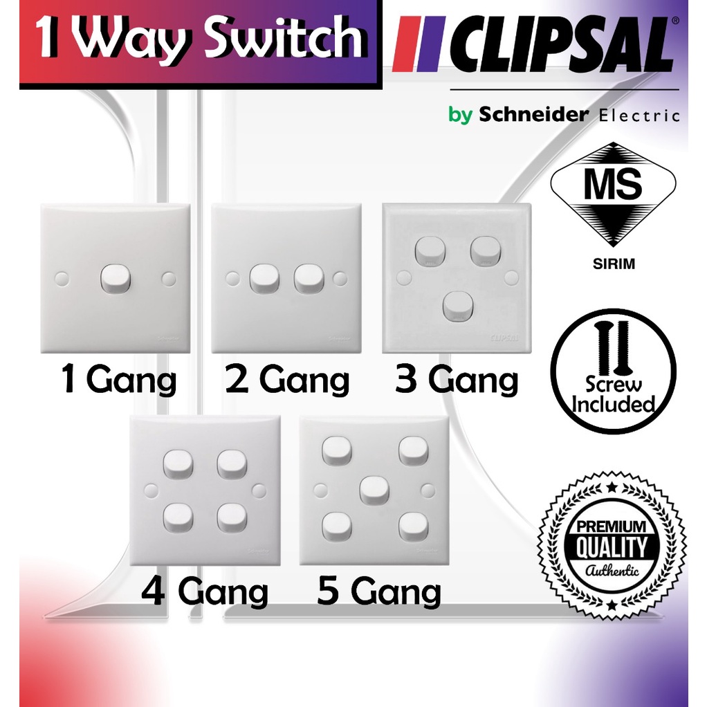 Clipsal Schneider 1 Gang 2 Gang 3 Gang 4 Gang 5 Gang 1 Way