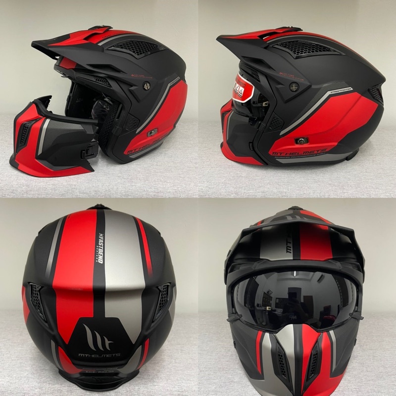 MT HELMETS STREETFIGHTER SV TWIN C5 MATT RED OPEN FULL FACE HELMET