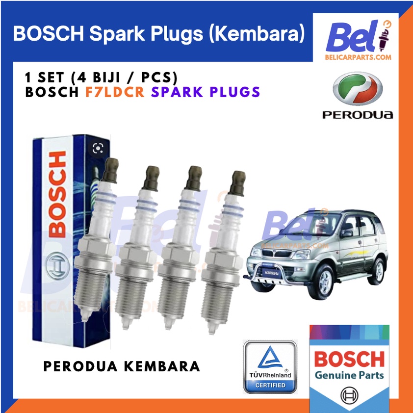 Bosch Spark Plug F7LDCR Perodua Kembara Car Spark Plug 1 Set 4 Pcs