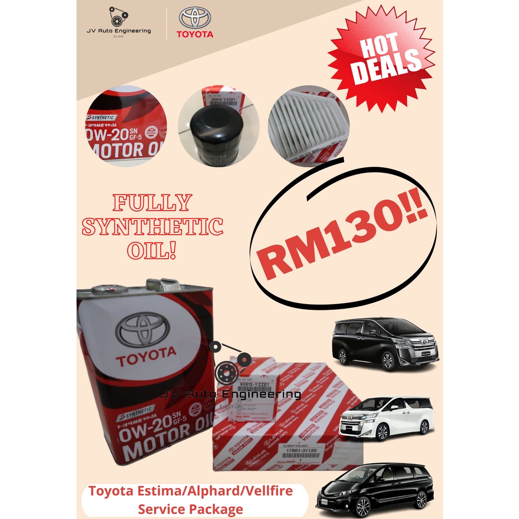 TOYOTA ESTIMA VELLFIRE ALPHARD SERVICE PACKAGE 0W20 FULLY SYNTHETIC