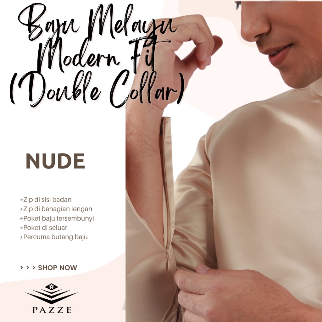 Duchess Series Baju Melayu Modern Slimfit Nude Shopee Malaysia My Xxx